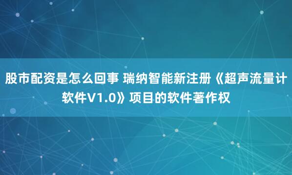 股市配资是怎么回事 瑞纳智能新注册《超声流量计软件V1.0》项目的软件著作权