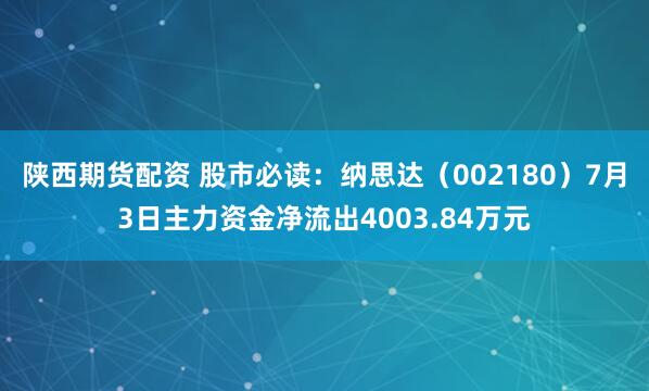 陕西期货配资 股市必读：纳思达（002180）7月3日主力资金净流出4003.84万元